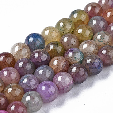 Transparent Crackle Glass Beads Strands GLAA-N046-001C-1