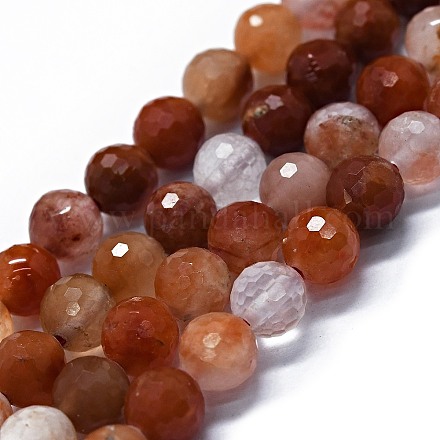Rouge naturel quartz brins de perles G-G927-34-1