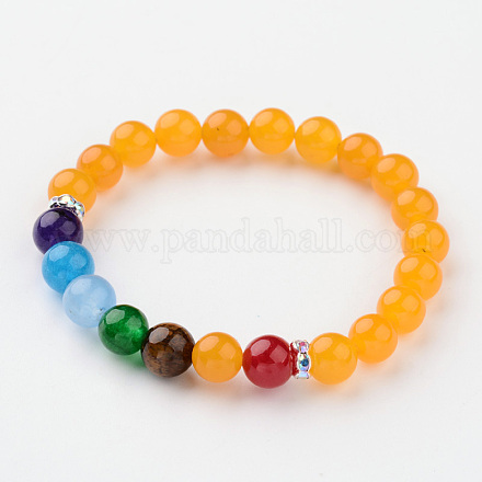 Bracelets extensibles de perles en agate naturelle BJEW-E285-A04-1