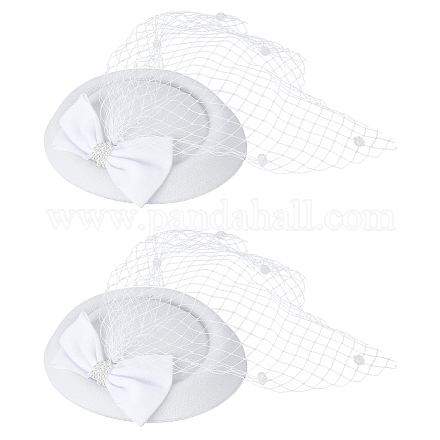 Шляпа-таблетка с бантом из шерсти и фетра с железными заколками для волос из кожи аллигатора&nbsp;LS-MRMJ-WH0077-113A-1