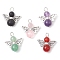 10Pcs 5 Colors Gems Angel Pendants, Natural Amethyst & Lava Rock & Rose Quartz & Green Aventurine & Carnelian, Guardian Angel with Alloy Wings, Antique Silver, Mixed Dyed and Undyed, 22x22x8.5mm, Hole: 2.5mm, 2pcs/color
