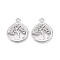 304 Stainless Steel Teardrop with Tree of Life Pendants, Non-Tarnish, Stainless Steel Color, 32x25.5x2mm, Hole: 3mm