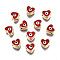 Alloy Enamel Beads, Cadmium Free & Lead Free, Light Gold, Heart with Eye, FireBrick, 7.5x8x5mm, Hole: 1.4mm