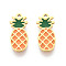 304 Stainless Steel Charms, with Enamel, Real 14K Gold Plated, Pineapple Charm, Ion Plating(IP), Light Salmon, 13x6x0.8mm, Hole: 0.9mm