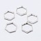 925 Sterling Silver Bead Frames, Hexagon, Silver, 10x11x2mm, Hole: 0.8mm, Inner: 8x9mm