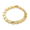 Rack Plating Brass Link Bracelets, Real 18K Gold Plated, Long-Lasting Plated, Lead Free & Cadmium Free, Heart, 7-7/8 inch(20cm), Link: 13x9x3mm