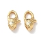 Oval Brass Micro Pave Cubic Zirconia Lobster Claw Clasps, Nickel Free, Real 18K Gold Plated, 12x7x4.5mm, Hole: 2x1.5mm