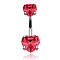 Heart Cubic Zirconia Belly Button Rings, 316L Surgical Stainless Steel Piercing Navel Rings, Curved Barbell Body Jewelry for Women, Stainless Steel Color, Red, 11mm, Pin: 1.6mm