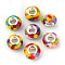 Resin European Beads, Large Hole Beads, with Platinum Tone Brass Double Cores, Rondelle, Colorful, 14x9mm, Hole: 5mm