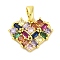 Brass Micro Pave Cubic Zirconia Pendants, Heart, Real 14K Gold Plated, 14x17x3mm, Hole: 3x4.5mm