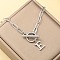 Stainless Steel Paperclip Chain Initial Necklaces with OT Clasps, Stainless Steel Color, Letter E, 18.11 inch(46cm)