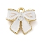 Spray Painted Rack Plating Alloy Pendants, Bowknot, Golden, White, 15.5x16.5x5mm, Hole: 2mm