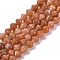 Natural Sunstone Beads Strands, Bicone, Faceted, 8~8.5x8.5mm, Hole: 1.2mm, about 48pcs/strand, 15.35 inch(39cm)