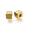 Ion Plating(IP) 304 Stainless Steel Beads, Cube with Letter, Real 14K Gold Plated, Letter D, 5x5x5mm, Hole: 2mm