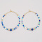 Bohemian Handmade Glass Beaded Hoop Earrings, Golden, 35x35mm