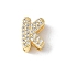 Brass Micro Pave Clear Cubic Zirconia Initial Multi-strand Links, Real 18K Gold Plated, Lead Free & Cadmium Free, Long-Lasting Plated, Rack Plating, Letter K, 10x5~9.5x4.5~5mm, Hole: 1.5~3.2x2~8mm