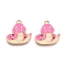 Alloy Enamel Pendants, Lead Free & Cadmium Free, Snake Charm, Golden, Hot Pink, 21.5x20.5x1mm, Hole: 1.6mm