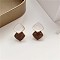 Alloy Enamel Stud Earrings, Rhombus, Golden, Coconut Brown, 18x10mm