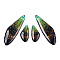 Transparent Resin Wing Earrings Pendants, Wings Charms, Coconut Brown, 49x16x3mm, Hole: 1.2mm,  small wings: 12x24.5x3mm