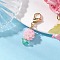 Flower Glass Seed Beads Beaded Pendant Decorations, with Golden Tone 304 Stainless Steel Lobster Claw Clasps, Misty Rose, 37mm