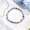 Natural Blue Spot Jasper Beads Stretch Bracelets for Women, Plum Blossom, with Brass Beads, Inner Diameter: 2-1/8 inch(5.5cm)