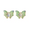 304 Stainless Steel Enamel Pendants, Ion Plating(IP), Butterfly Charm, Golden, Dark Sea Green, 24.5x30x2mm, Hole: 1.5mm