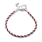 Polyester Cord Braided Bracelet Makings, with Stainless Steel Claw Lobster Clasps, Brass Findings, Long-Lasting Plated, Lilac, 7-3/8 inch(18.8cm)