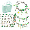 DIY European Bracelet Making Kits, including Alloy Bracelet Making & European Dangle Charms & European Beads, Rondelle Lampwork European Beads, Lime Green, 11~14x7~9mm, Hole: 5mm