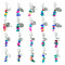 Dyed Synthetic Turquoise Chip Beaded Pendant Decorations, with Zinc Alloy Lobster Claw Clasps and Tibetan Style Alloy Charms, Mixed Shapes, Mixed Shapes, 45mm, 20pcs/set