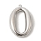 Chubby 304 Stainless Steel Pendants, Oval Charms, Ion Plating(IP), Stainless Steel Color, 37x24.5x6mm, Hole: 2mm