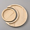 Wood Nail Polish Bottle Stroage Plate, Multi-Use Essential Oil Bottle Crystal Ornament Display Tray, Split Moon, Bisque, 139~235x139~215x16.5~17mm, 2pcs/set