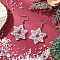 304 Stainless Steel Glass Snowflake Dangle Earrings, Stainless Steel Color, 50.5x26.5~27mm