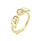 Rack Plated Brass Micro Pave Cubic Zirconia Teardrop with Wing Open Cuff Rings for Women, Lead Free & Cadmium Free, Long-Lasting Plated, Real 18K Gold Plated, US Size 7 3/4(17.9mm)
