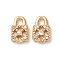 Brass Micro Pave Cubic Zirconia Pendants, Lock Charms, Real 18K Gold Plated, 8x5x2mm, Hole: 1.8x1.5mm