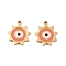 Ion Plating(IP) 316 Surgical Stainless Steel Charms, with Enamel, Sun with Evil Eye Charm, Real 18K Gold Plated, Coral, 14x12x1.5mm, Hole: 1mm
