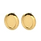 304 Stainless Steel Stud Earring Settings, Ion Plating(IP), Oval, Golden, Tray: 14x10mm, 20.5x16.5mm, Pin: 0.7mm