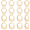 20Pcs 2 Style Brass Huggie Hoop Earring Findings, with Horizontal Loops, Real 14K Gold Plated, 14~14.5x11.5x1.8~2mm, Hole: 1.6mm, Pin: 0.9mm, 10Pcs/style
