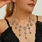 Halloween Tibetan Style Alloy Bib Necklaces & Dangle Earring Sets, Skull, Antique Silver, Necklace: 19.45 inch(49.4cm)