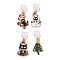 4 Pcs Christmas Theme Alloy Enamel Charm Mobile Straps, with PVC Mobile Dustproof Plugs, Cat Shape with Christmas Tree & Snowman & Christmas Hat, Golden, 37~38mm