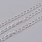 Brass Twisted Chains, Curb Chains, Soldered, with Spool, Lead Free & Cadmium Free, Silver Color Plated, 4x3x0.45mm