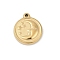 304 Stainless Steel Pendants, Flat Round with Moon & Star Charm, Real 18K Gold Plated, 18.5x16x3.5mm, Hole: 1.5mm