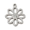 Non-Tarnish 304 Stainless Steel Pendants, Textured, Flower, Stainless Steel Color, 13.5x12x1mm, Hole: 1mm