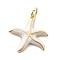 Brass Enamel Pendants, with Jump Ring, Real 18K Gold Plated, Starfish Charm, Seashell Color, 18x18x2.5mm, Hole: 3mm