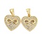 Brass Micro Pave Clear Cubic Zirconia Pendants, Heart, Real 18K Gold Plated, 17.5x16x3.5mm, Hole: 6x3.5mm