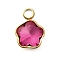 304 Stainless Steel Pendants, with Rhinestone, Real 18K Gold Plated, Ion Plating(IP), Star, Rose, 10x7.5x4mm, Hole: 1.8mm