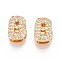 Brass Micro Pave Clear Cubic Zirconia Beads, Letter, Nickel Free, Letter B, 10x7x5mm, Hole: 4.5X1.8mm