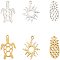 arricraft 12 Pcs 3 Styles 201 Stainless Steel Charm Pendants, Sun Pineapple Turtle Dangle Charm Pendants for Necklace Bracelet Jewelry Making (Golden & Stainless Steel Color)