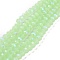 Electroplate Glass Beads Strands, Imitation Jade Beads, Half Plated, Rainbow Plated, Faceted, Rondelle, Light Green, 3.5~3.8x3mm, Hole: 0.4mm, about 105~110pcs/strand, 29~31cm