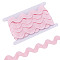 5Yards Polyester Ribbons, Wave Shape, Pink, 38~40mm