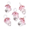 Handmade Lampwork Pendants, Bumpy, Mushroom, Pink, 24.5~29.5x15~18.5mm, Hole: 2~5mm